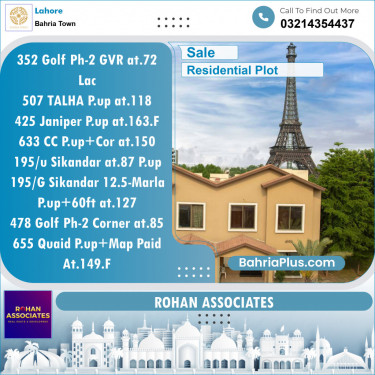 Residential Plot for Sale in Golf Phase 2 -  Bahria Town, Lahore - (BP-131129)