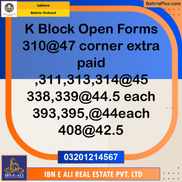 Residential Plot for Sale in Phase 2 - K Block -  Bahria Orchard, Lahore - (BP-131197)