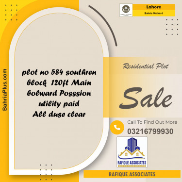 Residential Plot for Sale in Phase 1 - Southern District -  Bahria Orchard, Lahore - (BP-131201)
