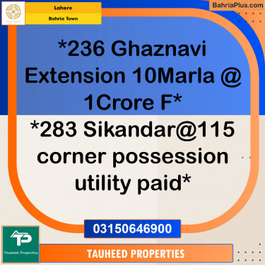 Residential Plot for Sale in Sector F - Ghaznavi Ext. Block -  Bahria Town, Lahore - (BP-131227)