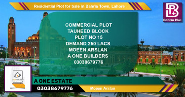 Residential Plot for Sale in Sector F - Tauheed Block -  Bahria Town, Lahore - (BP-131247)