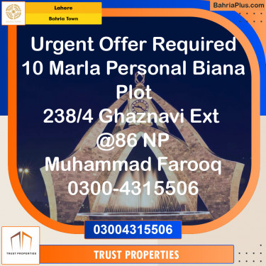 Residential Plot for Sale in Sector F - Ghaznavi Ext. Block -  Bahria Town, Lahore - (BP-131266)