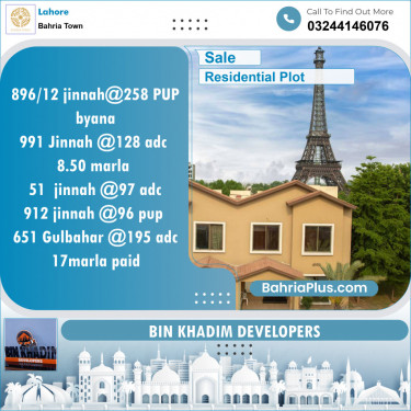 Residential Plot for Sale in Sector E - Jinnah Block -  Bahria Town, Lahore - (BP-131395)