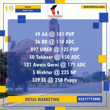 Residential Plot for Sale in Sector D - AA Block -  Bahria Town, Lahore - (BP-131421)