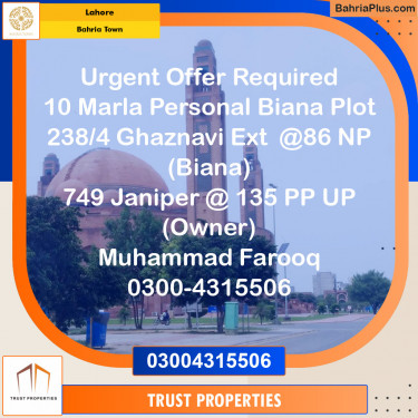 Residential Plot for Sale in Sector F - Ghaznavi Ext. Block -  Bahria Town, Lahore - (BP-131431)