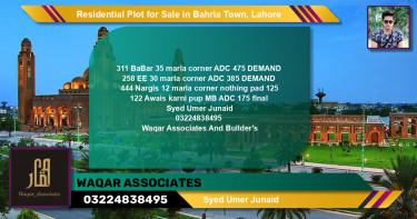 Residential Plot for Sale in Sector A - Babar Block -  Bahria Town, Lahore - (BP-131577)