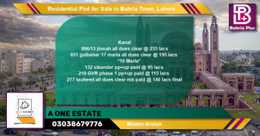 Residential Plot for Sale in Sector E - Jinnah Block -  Bahria Town, Lahore - (BP-131585)