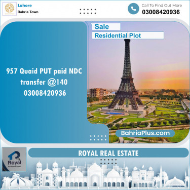 Residential Plot for Sale in Sector E - Quaid Block -  Bahria Town, Lahore - (BP-131599)