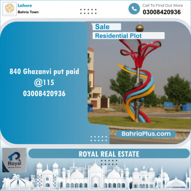 Residential Plot for Sale in Sector F - Ghaznavi Block -  Bahria Town, Lahore - (BP-131601)