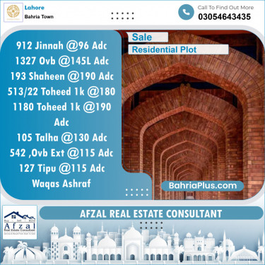 Residential Plot for Sale in Sector E - Jinnah Block -  Bahria Town, Lahore - (BP-131607)