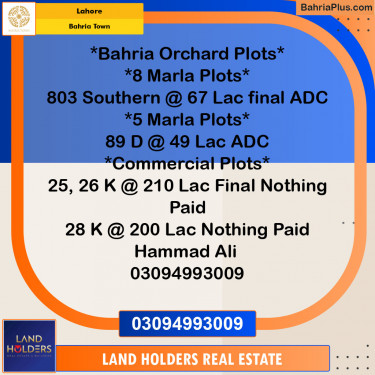Residential Plot for Sale in Bahria Town, Lahore - (BP-131611)