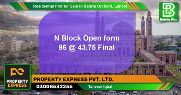 Residential Plot for Sale in Phase 2 - N Block -  Bahria Orchard, Lahore - (BP-131644)