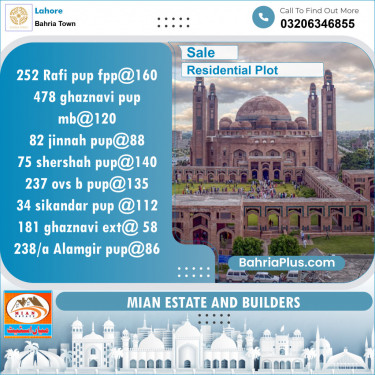 Residential Plot for Sale in Sector E - Rafi Block -  Bahria Town, Lahore - (BP-131674)