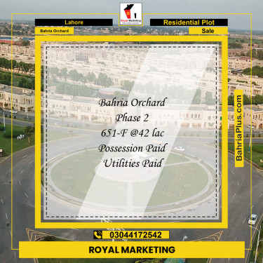 Residential Plot for Sale in Bahria Orchard, Lahore - (BP-131887)