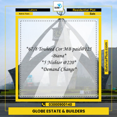 Residential Plot for Sale in Sector F - Tauheed Block -  Bahria Town, Lahore - (BP-131931)