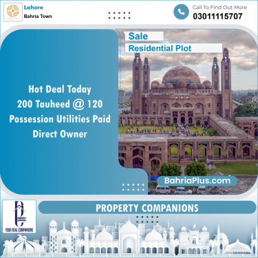Residential Plot for Sale in Sector F - Tauheed Block -  Bahria Town, Lahore - (BP-131976)