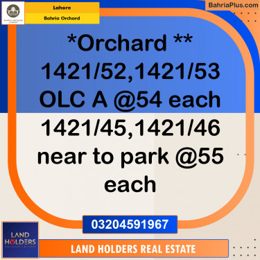 Residential Plot for Sale in OLC-A Block -  Bahria Orchard, Lahore - (BP-132010)