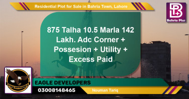 Residential Plot for Sale in Sector F - Talha Block -  Bahria Town, Lahore - (BP-132016)
