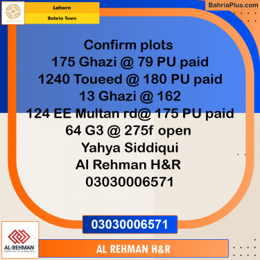 Residential Plot for Sale in Sector F - Ghazi Block -  Bahria Town, Lahore - (BP-132044)
