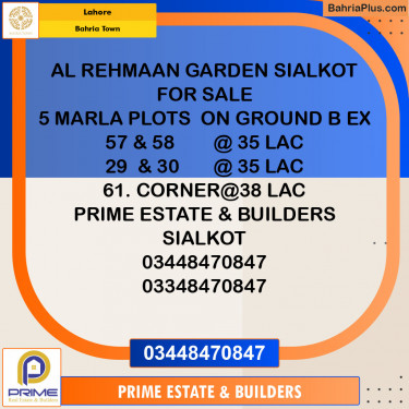 Residential Plot for Sale in Bahria Town, Lahore - (BP-132082)
