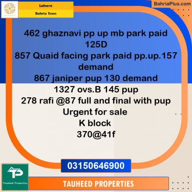 Residential Plot for Sale in Sector F - Ghaznavi Block -  Bahria Town, Lahore - (BP-132097)