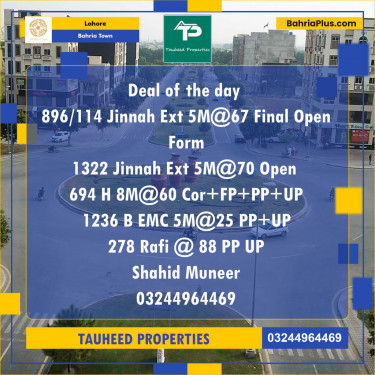Residential Plot for Sale in Sector E - Jinnah Ext. Block -  Bahria Town, Lahore - (BP-132107)