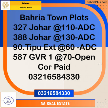 Residential Plot for Sale in Sector E - Johar Block -  Bahria Town, Lahore - (BP-132177)