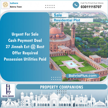 Residential Plot for Sale in Sector E - Jinnah Ext. Block -  Bahria Town, Lahore - (BP-132184)