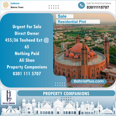Residential Plot for Sale in Sector F - Tauheed Block -  Bahria Town, Lahore - (BP-132186)
