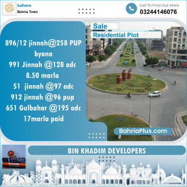 Residential Plot for Sale in Sector E - Jinnah Block -  Bahria Town, Lahore - (BP-132193)