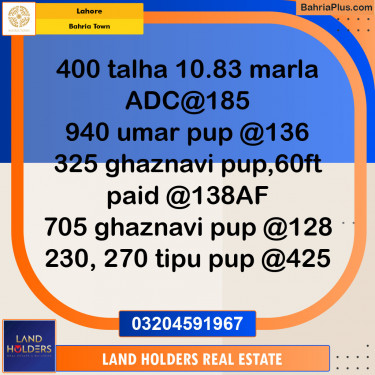 Residential Plot for Sale in Sector F - Talha Block -  Bahria Town, Lahore - (BP-132285)