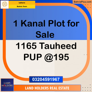 Residential Plot for Sale in Sector F - Tauheed Block -  Bahria Town, Lahore - (BP-132304)