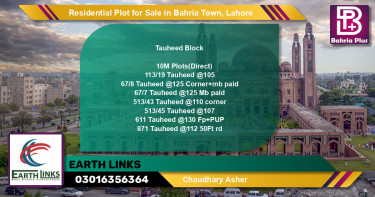 Residential Plot for Sale in Sector F - Tauheed Block -  Bahria Town, Lahore - (BP-132322)
