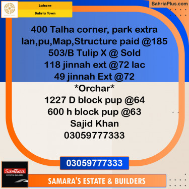 Residential Plot for Sale in Sector F - Talha Block -  Bahria Town, Lahore - (BP-132332)