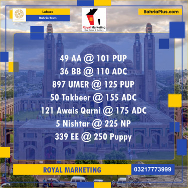 Residential Plot for Sale in Sector D - AA Block -  Bahria Town, Lahore - (BP-132363)