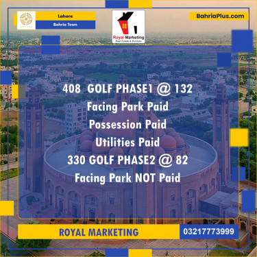 Residential Plot for Sale in Golf Phase 1 -  Bahria Town, Lahore - (BP-132368)