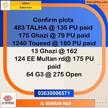 Residential Plot for Sale in Sector F - Talha Block -  Bahria Town, Lahore - (BP-132372)