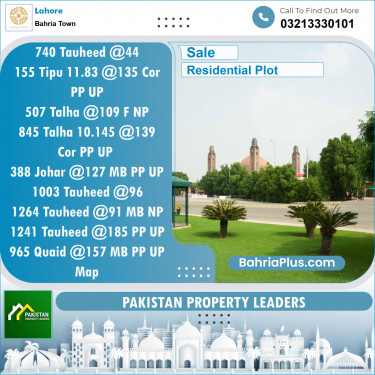 Residential Plot for Sale in Sector F - Tauheed Block -  Bahria Town, Lahore - (BP-132396)