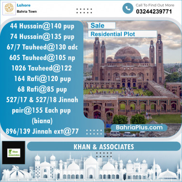 Residential Plot for Sale in Bahria Town, Lahore - (BP-132598)