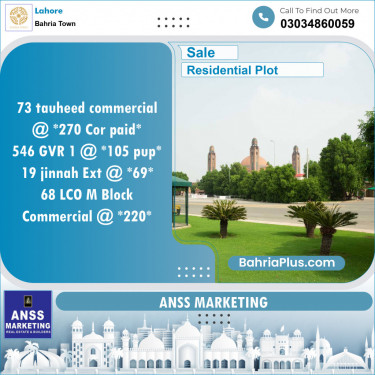 Residential Plot for Sale in Bahria Town, Lahore - (BP-132604)