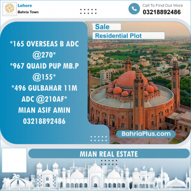Residential Plot for Sale in Bahria Town, Lahore - (BP-132675)
