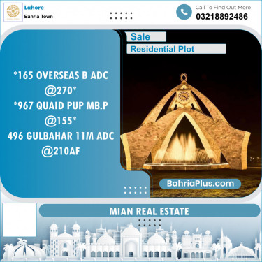 Residential Plot for Sale in Bahria Town, Lahore - (BP-132701)