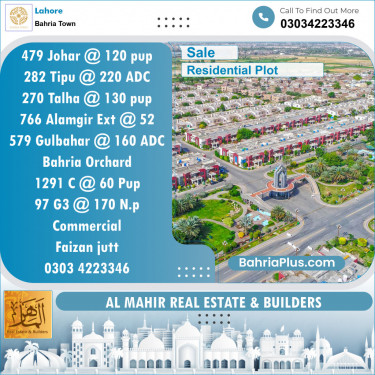 Residential Plot for Sale in Sector E - Johar Block -  Bahria Town, Lahore - (BP-132706)