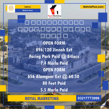 Residential Plot for Sale in Bahria Town, Lahore - (BP-132721)