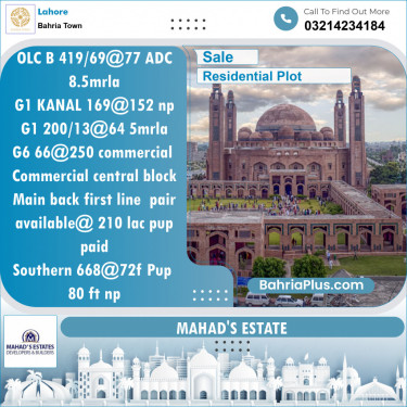 Residential Plot for Sale in Bahria Town, Lahore - (BP-132797)