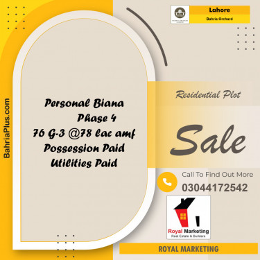 Residential Plot for Sale in Bahria Orchard, Lahore - (BP-132888)