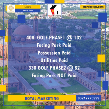 Residential Plot for Sale in Golf Phase 1 -  Bahria Town, Lahore - (BP-132908)