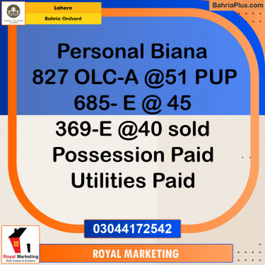 Residential Plot for Sale in Bahria Orchard, Lahore - (BP-132976)