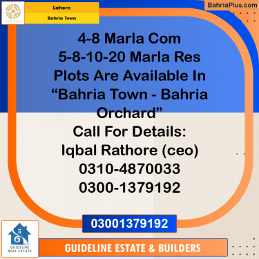 Residential Plot for Sale in Bahria Town, Lahore - (BP-133038)
