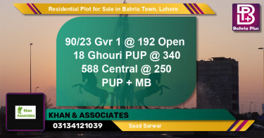 Residential Plot for Sale in Bahria Town, Lahore - (BP-133065)